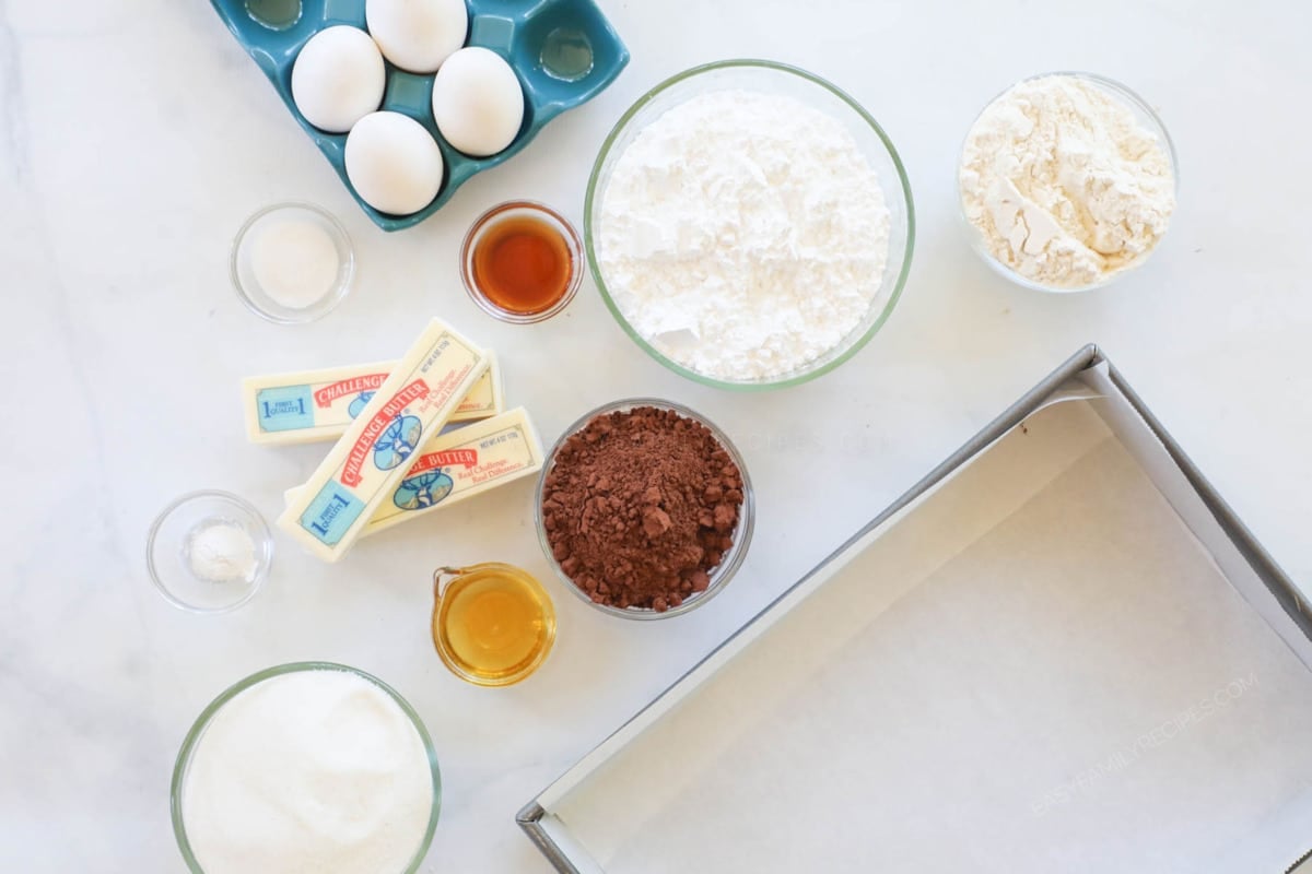 ingredients to make fudge brownies