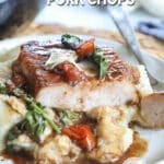 Cut into tender boneless pork chop on a plate.