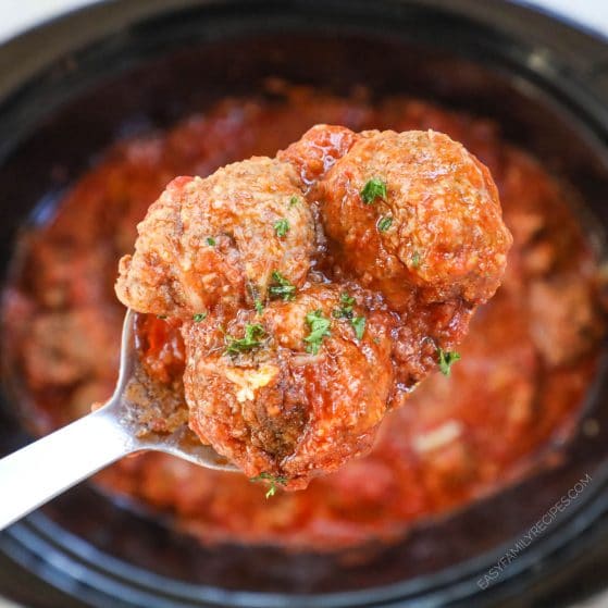 Italian Meatballs in marinara recipe prepared in a slow cooker