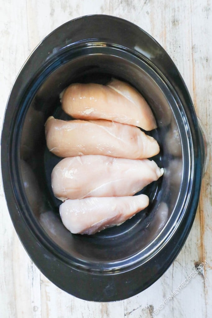 How to make Mississippi Chicken in crockpot Step 1: Place chicken breast in crockpot