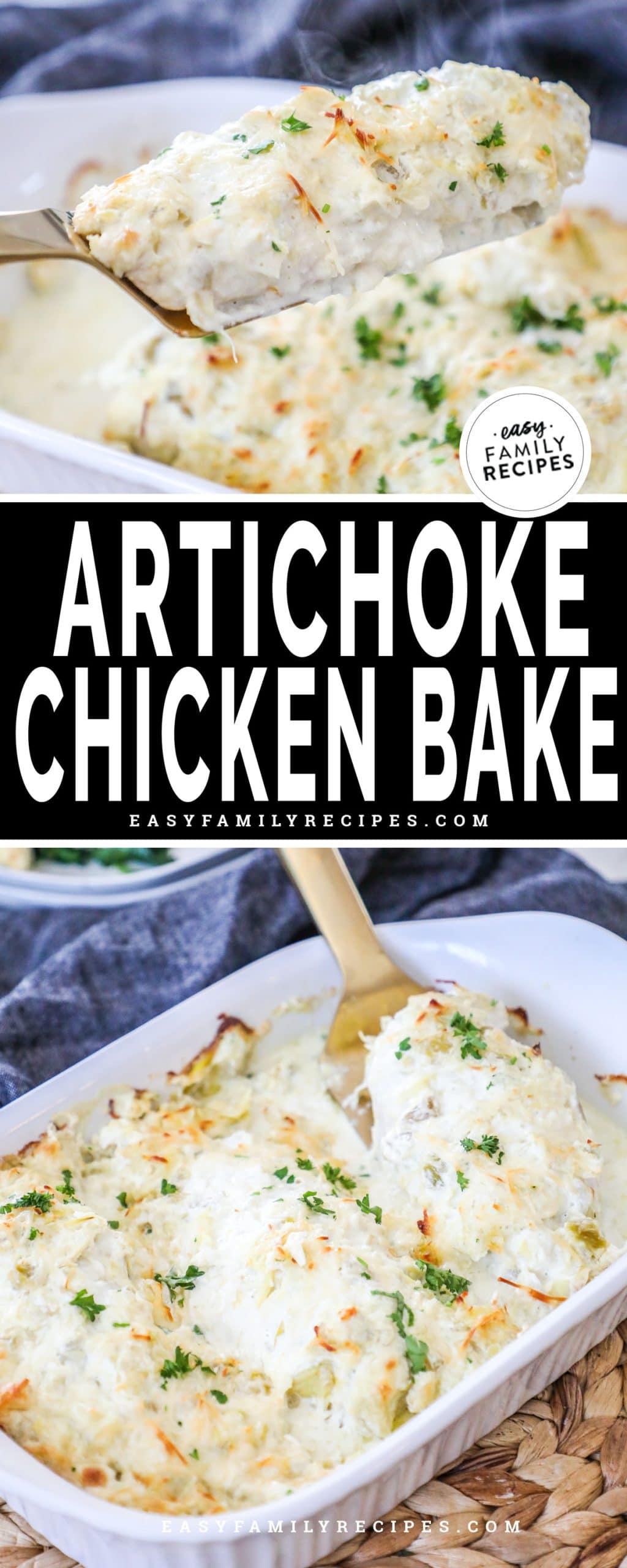 Creamy Artichoke Chicken in Casserole Dish