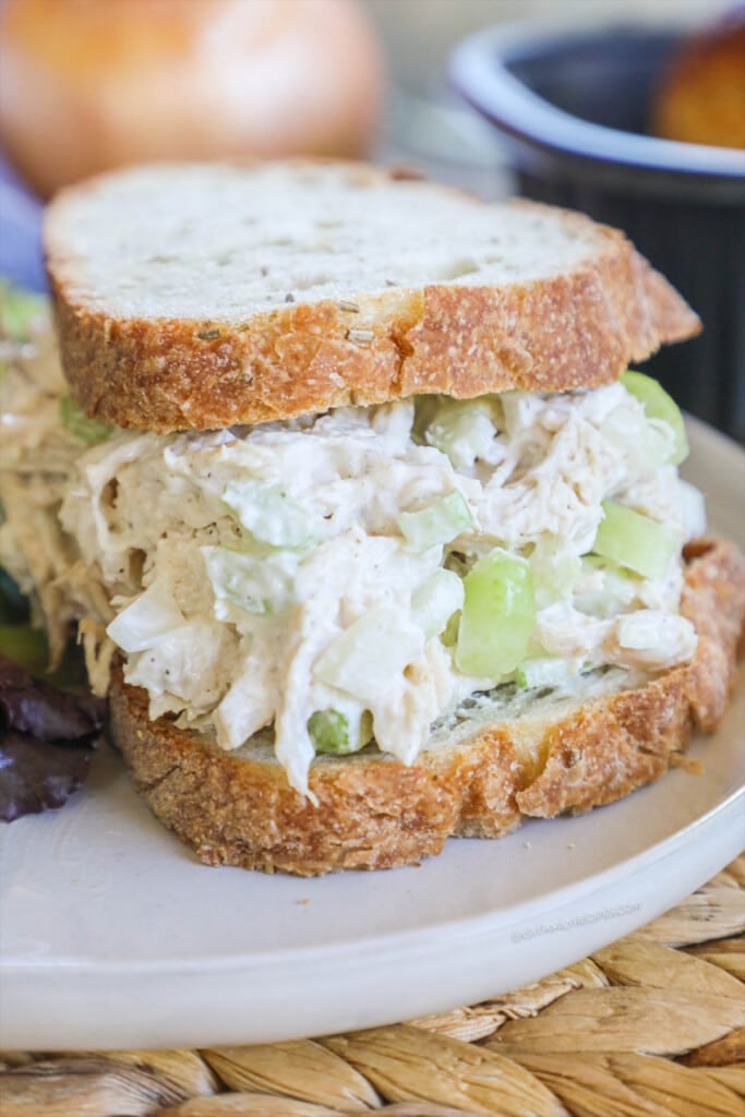 How to make chicken salad with rotisserie chicken step 4: Use chicken salad to make a sandwich, on top of a salad, or stuffed in a tomato for a wholesome meal.
