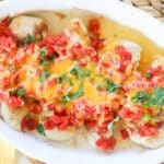 Rotel Chicken recipe baked in a casserole dish ready for an easy dinner.