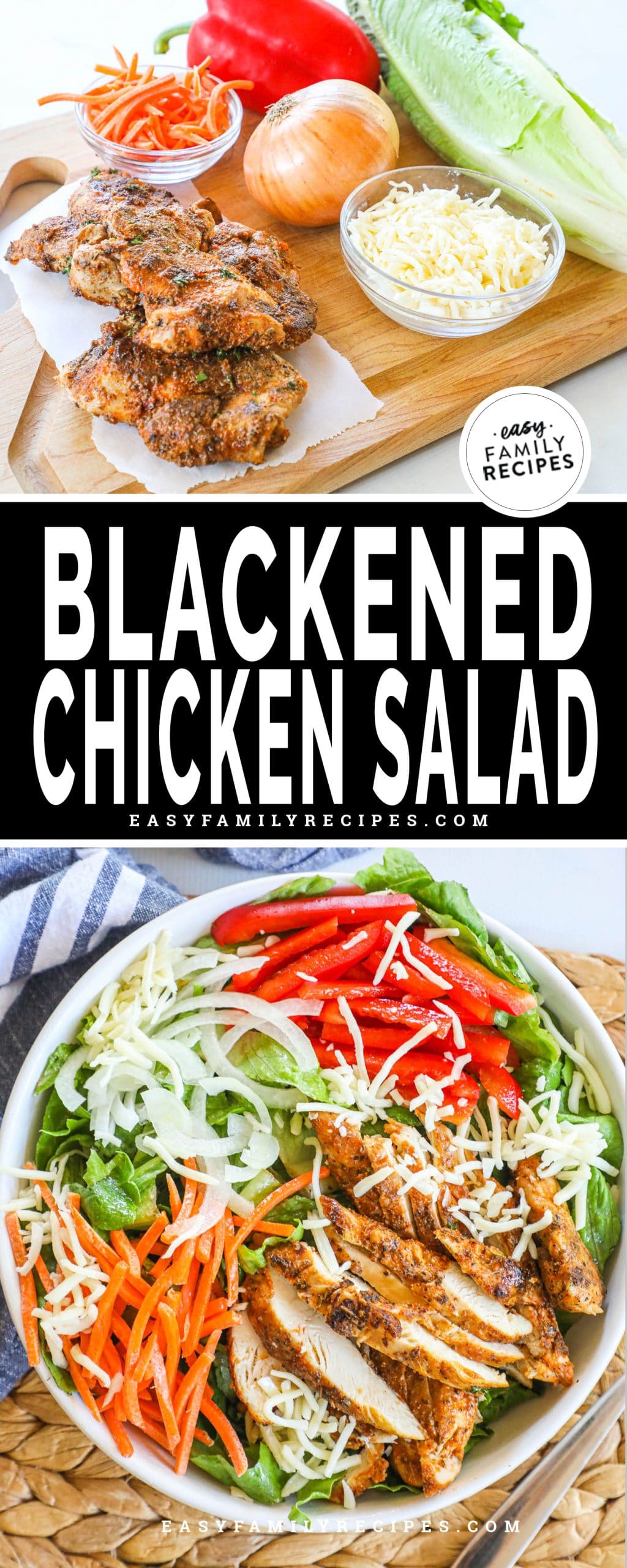 Blackened Chicken salad prepared in a bowl