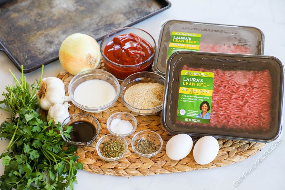 Ingredients for sheet pan southern meatloaf
