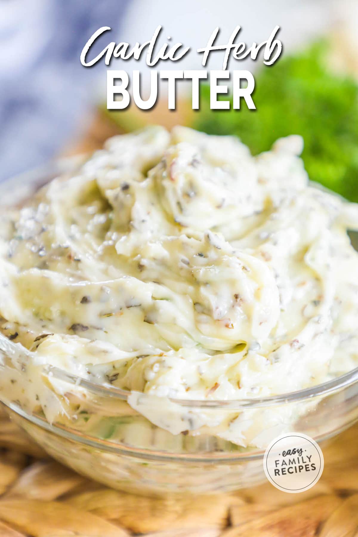 Small bowl of herb butter.