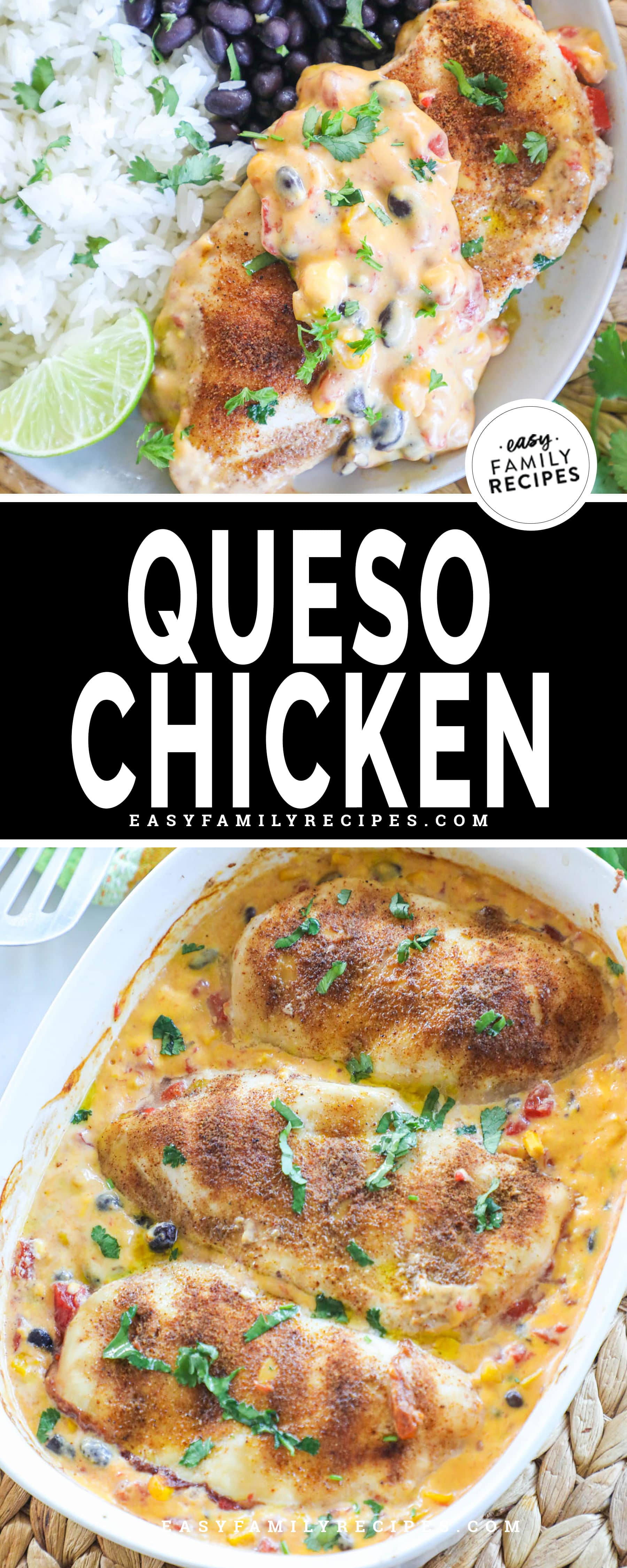 Baked one pan chicken with queso sauce