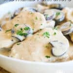 Smothered Pork Chops in Gravy in a bowl