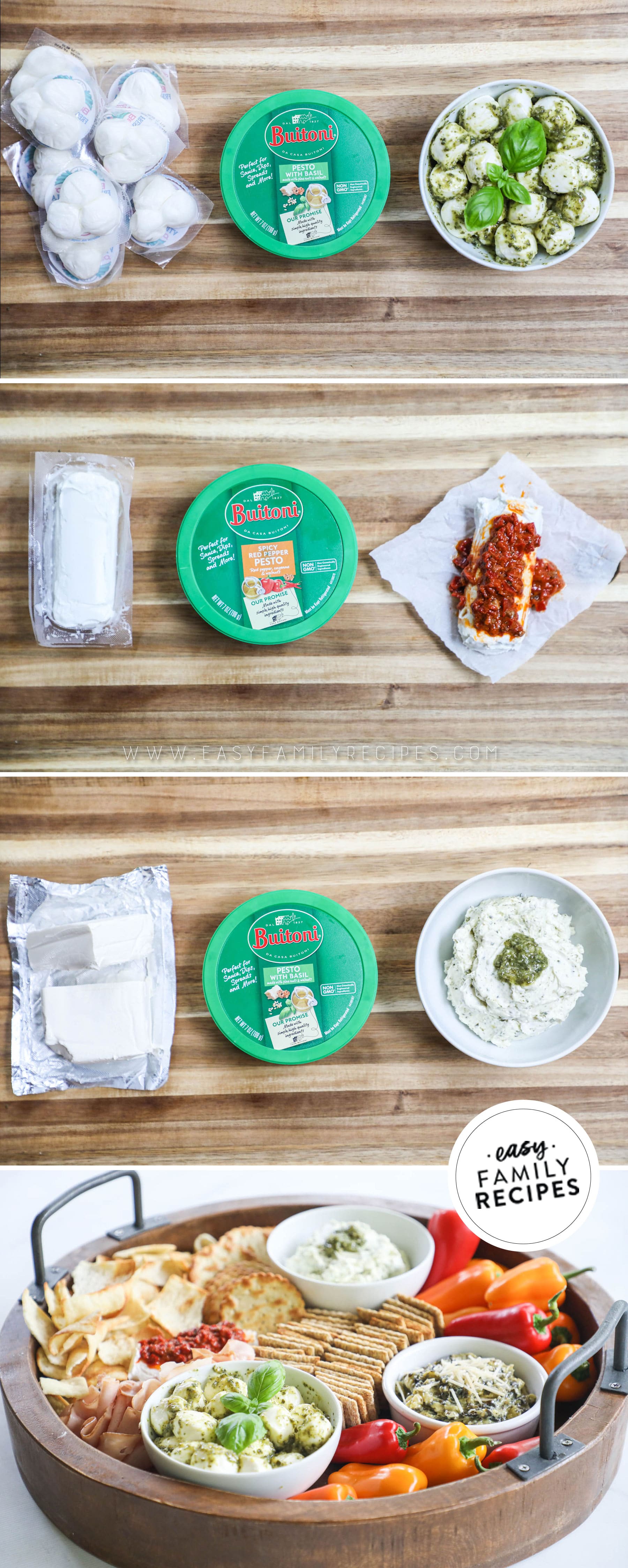3 ways to make snacks with cheese and pesto