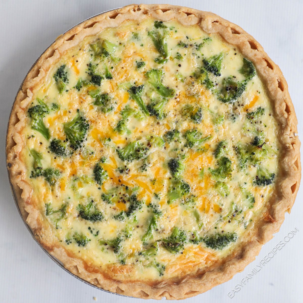 Easy Broccoli Cheese Quiche (5 Ingredients) - Kristine's Kitchen