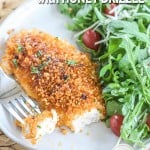 Panko Crusted Chicken served with salad on a plate