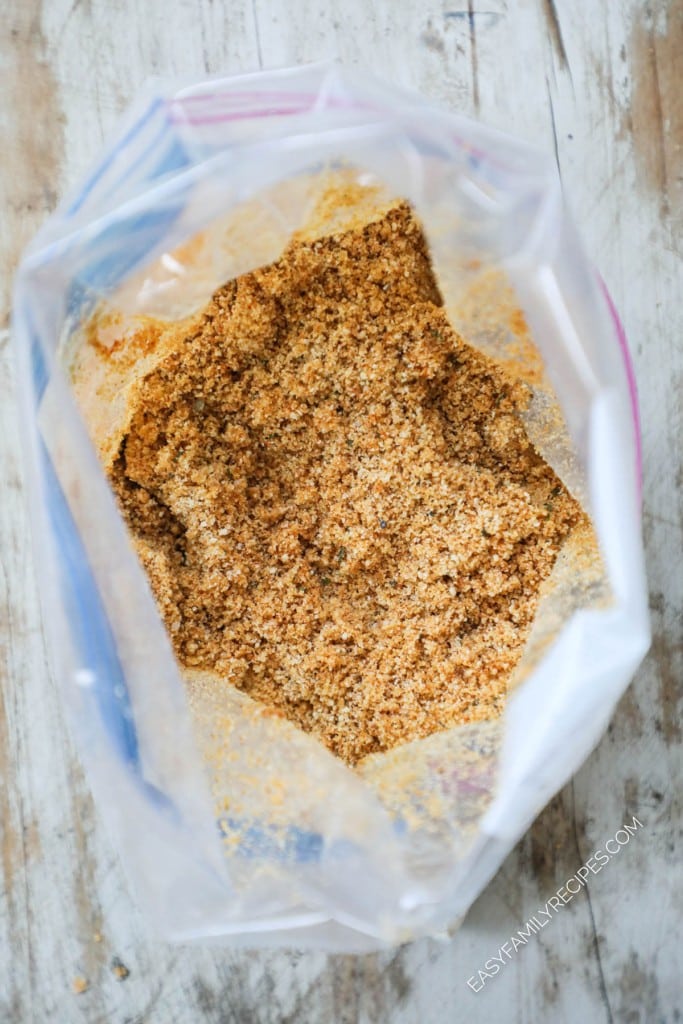 How to make shake and bake chicken step 2: combine bread crumbs and spices in a zip top bag
