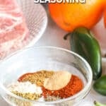 Carnitas seasoning mix in a glass bowl