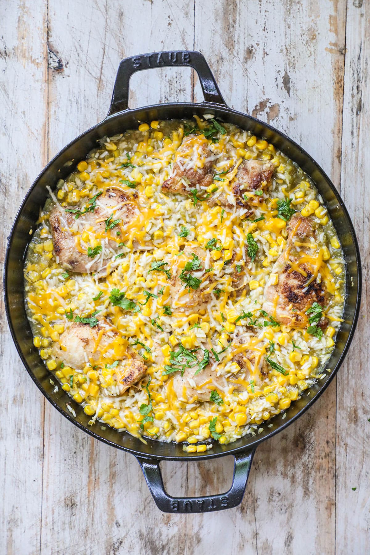 Steps to make Salsa Verde Chicken - Step top with cheese and serve.
