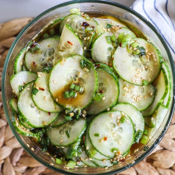 Asian Cucumber Salad with Ginger Soy Dressing · Easy Family Recipes