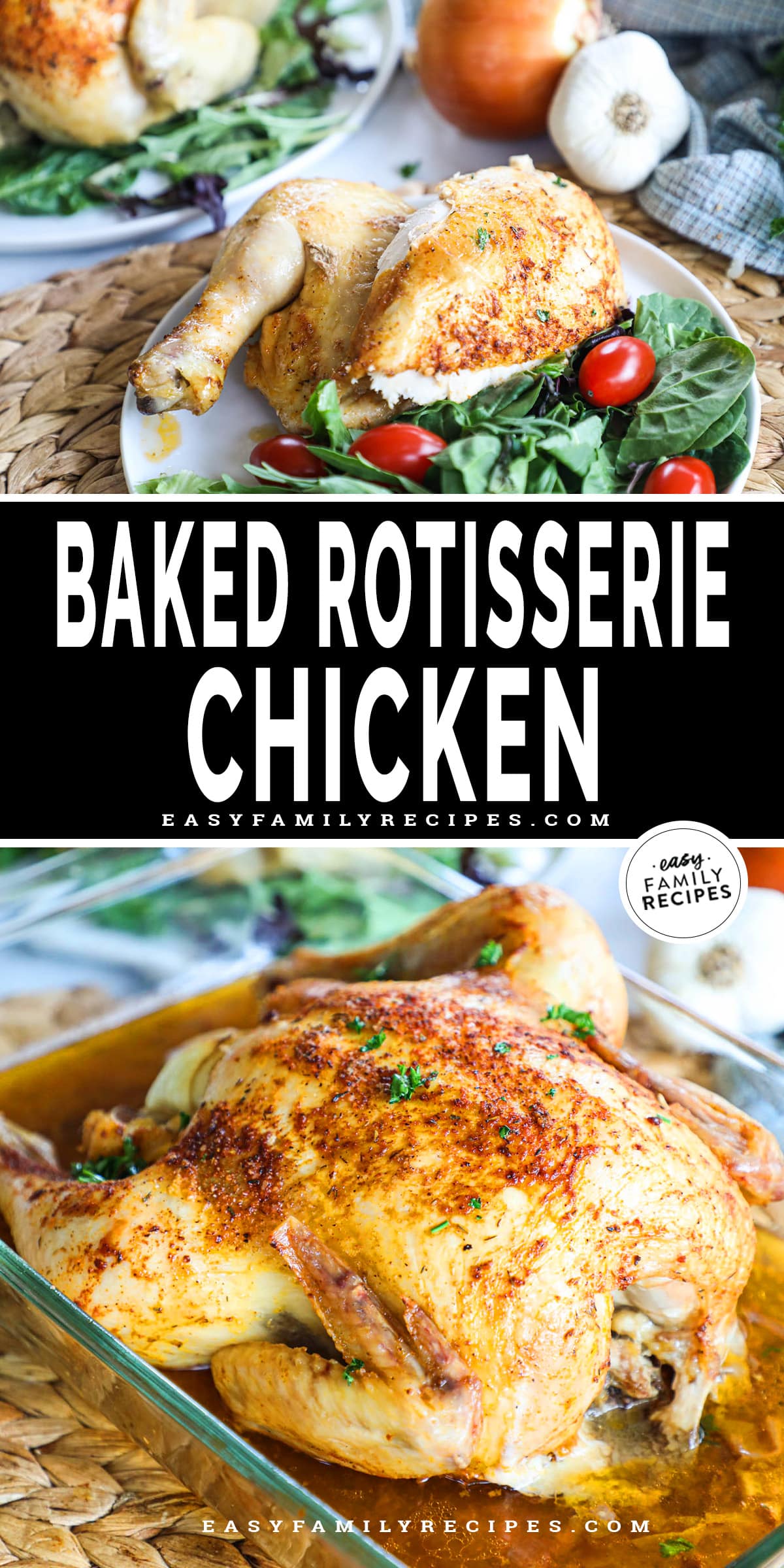 Baked Rotisserie Chicken made in the Oven · Easy Family Recipes