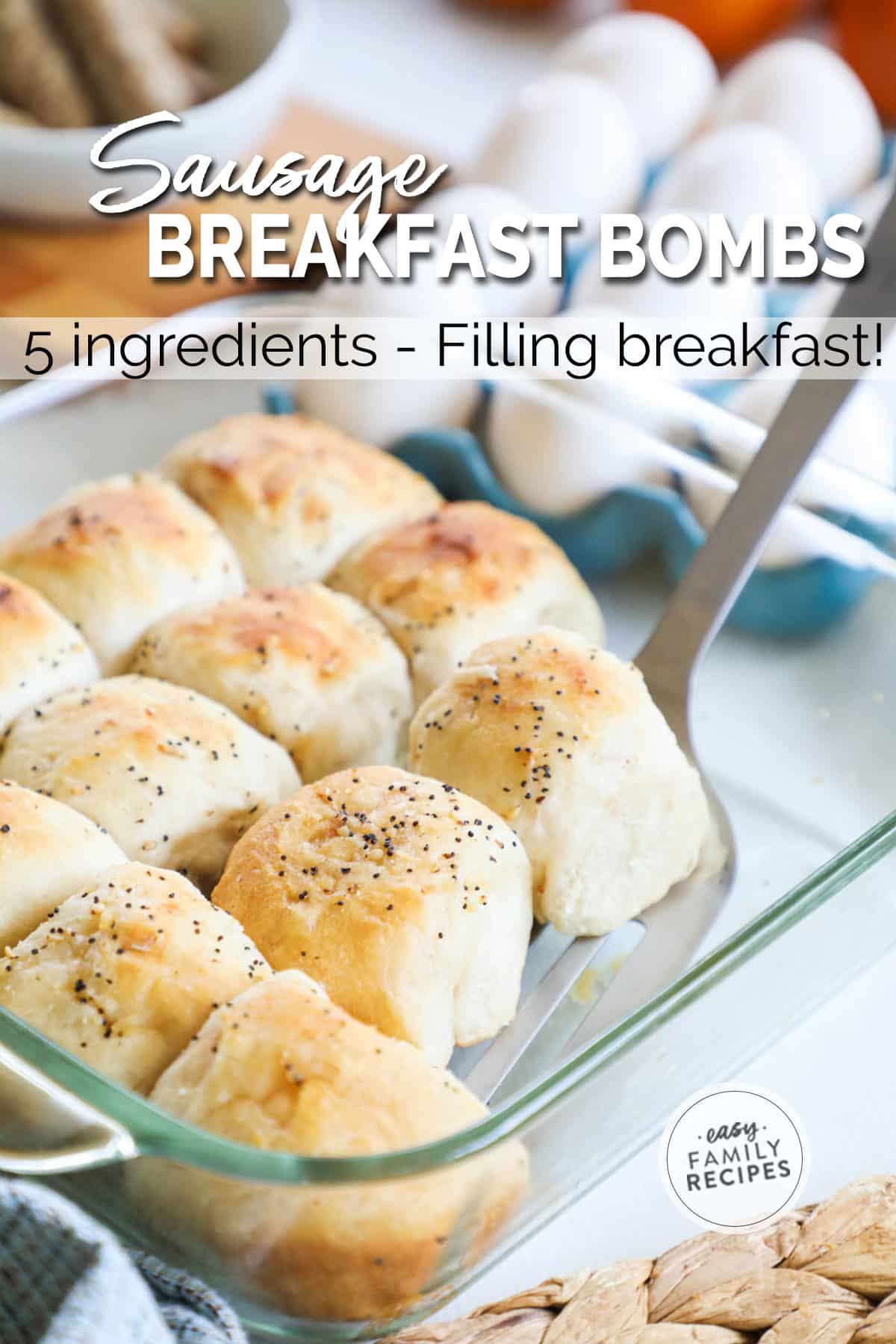 Biscuit Breakfast Bombs baked in a casserole dish