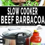 Two images - top image is beef barbacoa in a bowl. bottom image is ingredients for the beef barbacoa