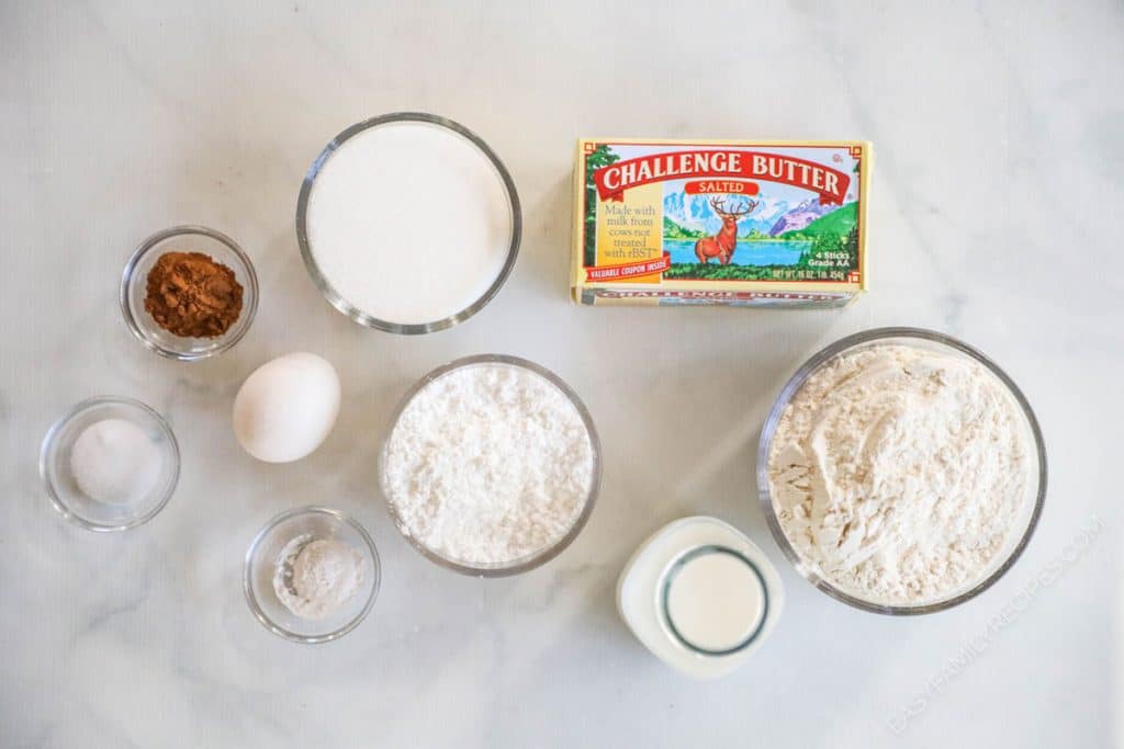 Ingredients for Cinnamon Glazed Butter Cookies