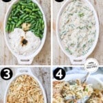 4 imgaes showing the steps for making Gluten Free Green Bean Casserole