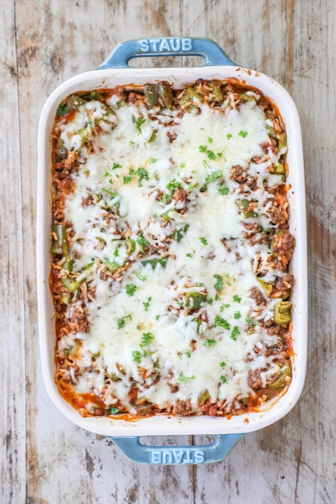 How to make stuffed pepper casserole step 4: Bake until rice is cooked through.