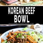 Ingredients for Korean Style Beef Bowl and then a prepared bowl.