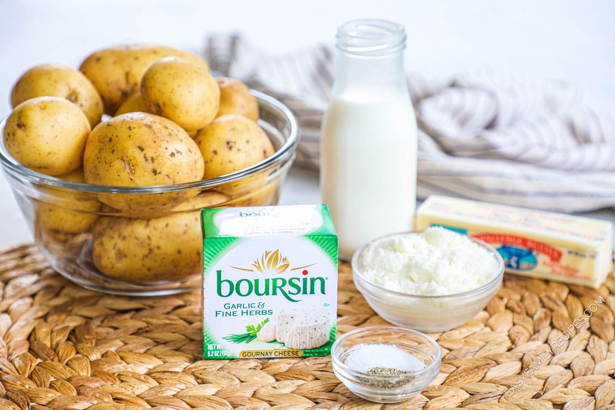 ingredients for boursin mashed potatoes.