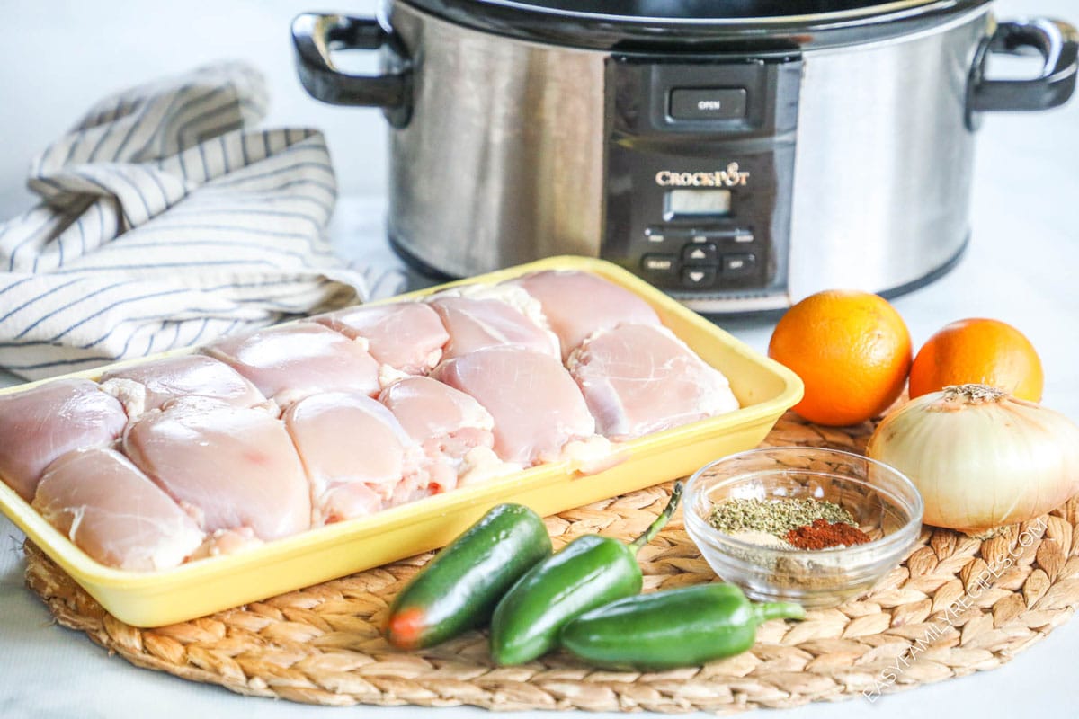 ingredients for slow cooker chicken carnitas