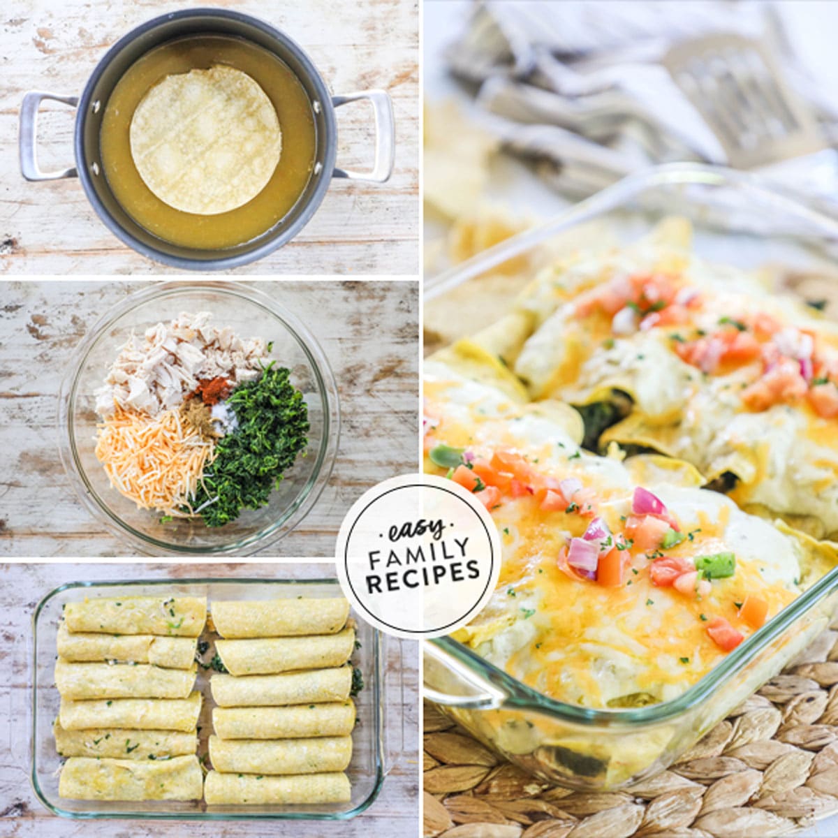 Chicken and Spinach Enchiladas with Sour Cream Sauce · Easy Family Recipes