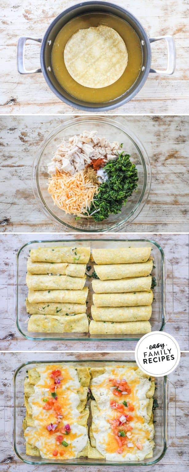 Chicken and Spinach Enchiladas with Sour Cream Sauce · Easy Family Recipes