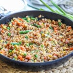 Ham Fried Rice in large cast iron skillet.