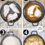 Process photos for how to make creamy dijon chicken.