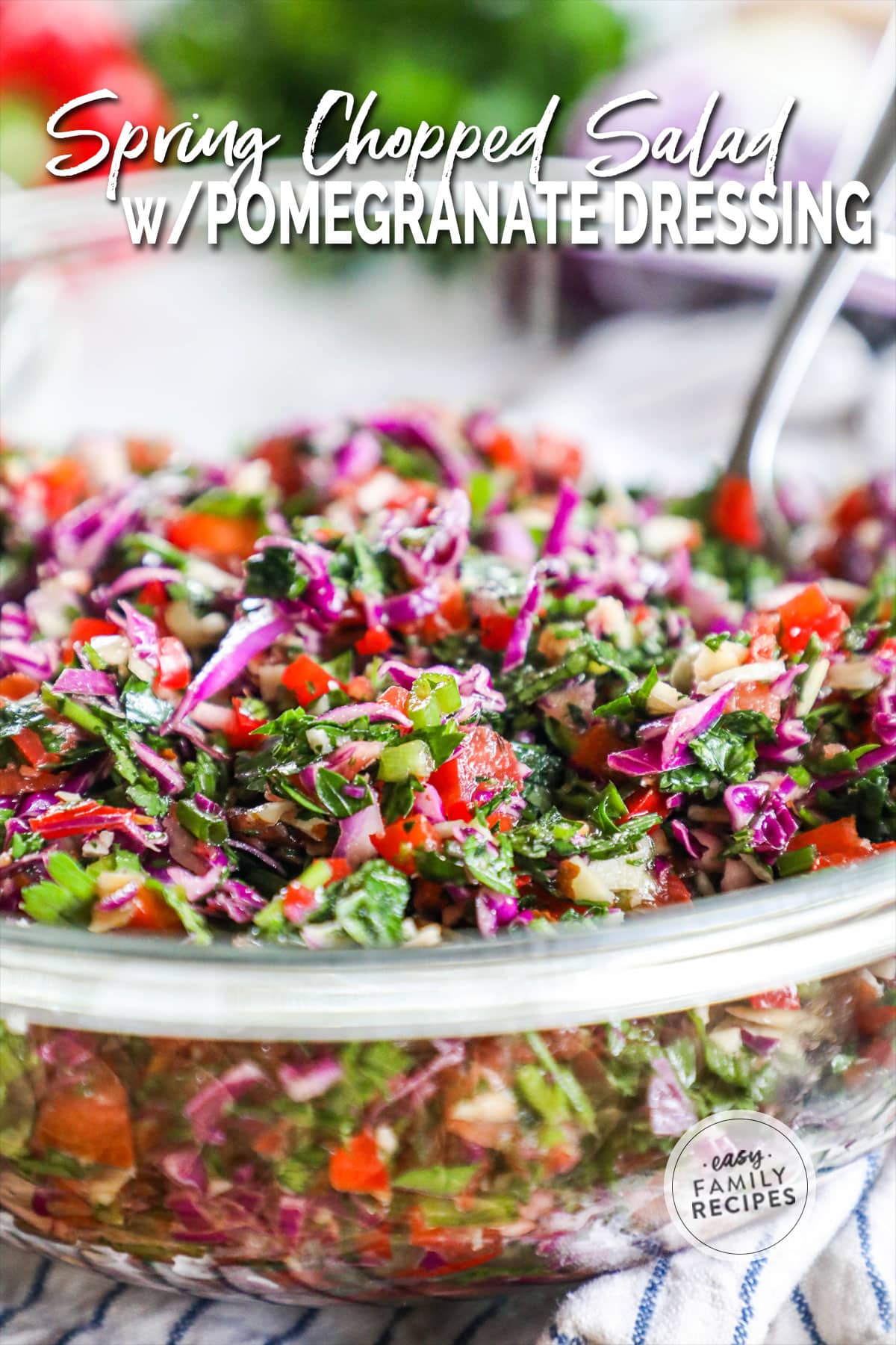 Tossed spring chopped salad in a bowl ready to serve