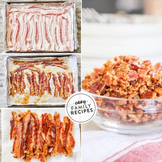 step by step for making homemade bacon bits in the oven