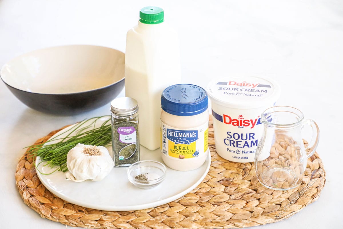 Ingredients for buttermilk dressing
