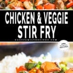 Easy Chicken Vegetable Stir Fry with Zucchini prepared in a skillet.