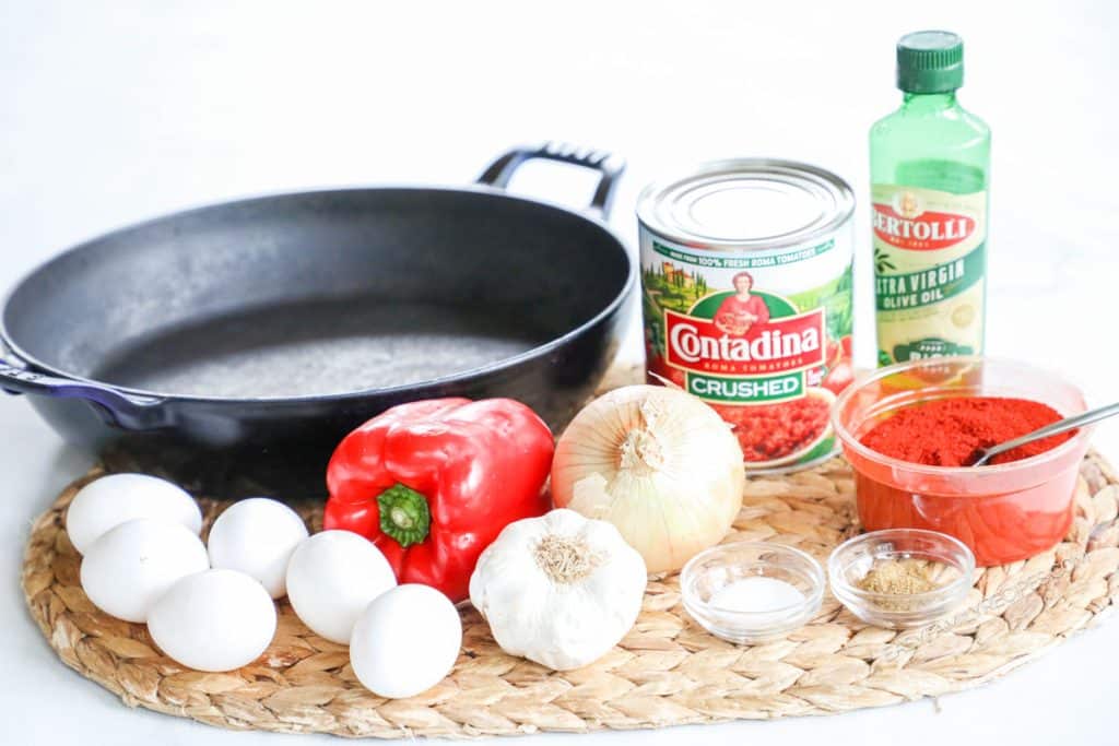 Ingredients for making easy shakshuka recipe