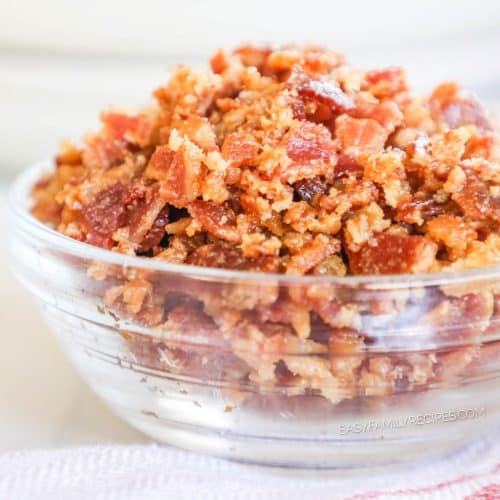 bowl of freshly made bacon bits