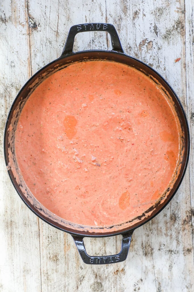 simmering red sauce