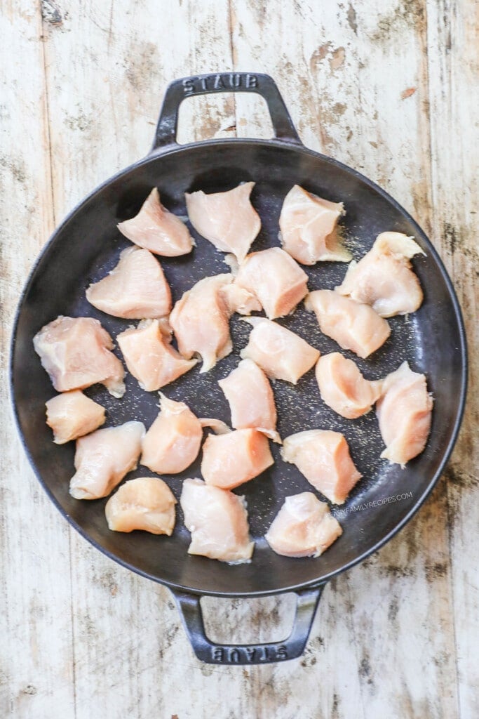 How to make chicken stir fry step 2: Brown the chicken breast in a hot skillet.
