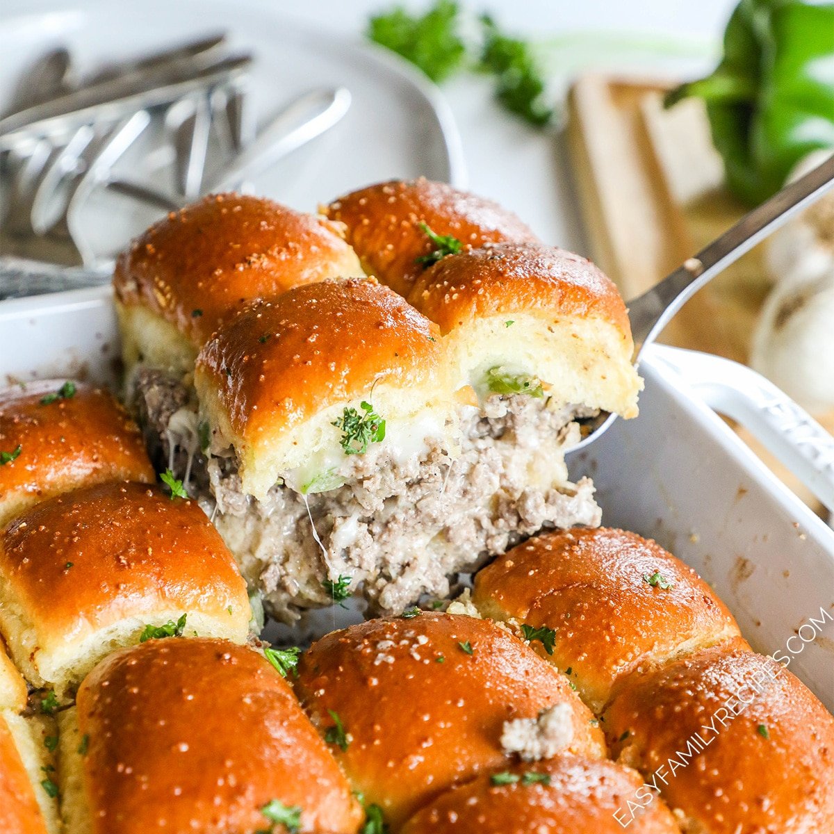 EASY Philly Cheesesteak Sliders (with Ground Beef)