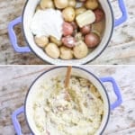 how to make garlic mashed potatoes 1)boil the potatoes, 2)drain and add the other ingredients, 3)mash, 4)serve!