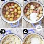 how to make garlic mashed potatoes 1)boil the potatoes, 2)drain and add the other ingredients, 3)mash, 4)serve!