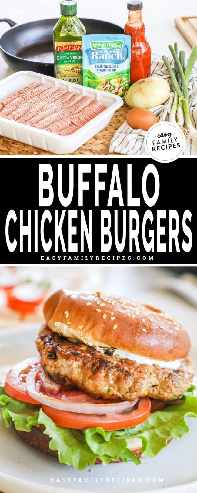 Buffalo Chicken Burgers · Easy Family Recipes