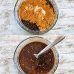 Process photos for how to make homemade stir fry sauce.