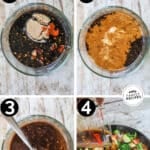 Process photos for how to make homemade stir fry sauce.