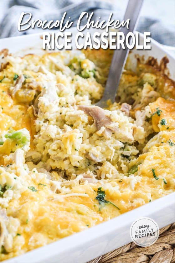 Cheesy Broccoli Chicken Rice Casserole · Easy Family Recipes