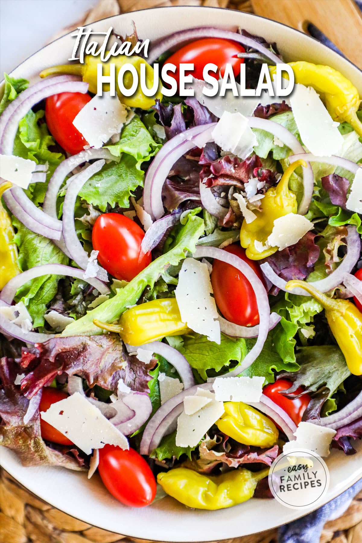 Overhead view of Italian House Salad in bowl