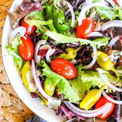 Overhead view of Italian House Salad in bowl