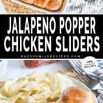 Top image is an overhead photo of slider rolls in a dish. Bottom is a plate of chips and slider rolls